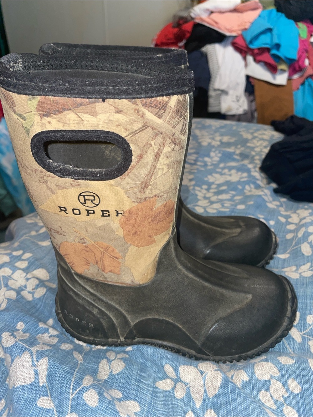 Roper Kids Camo Tan Black Rain & Snow Boots